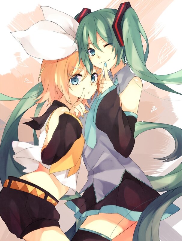 Miku and Rin posing together