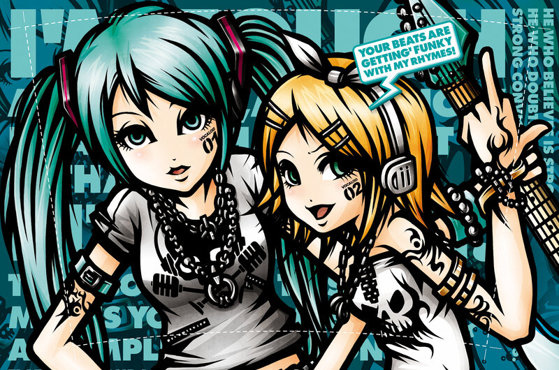 Miku and Rin rock out