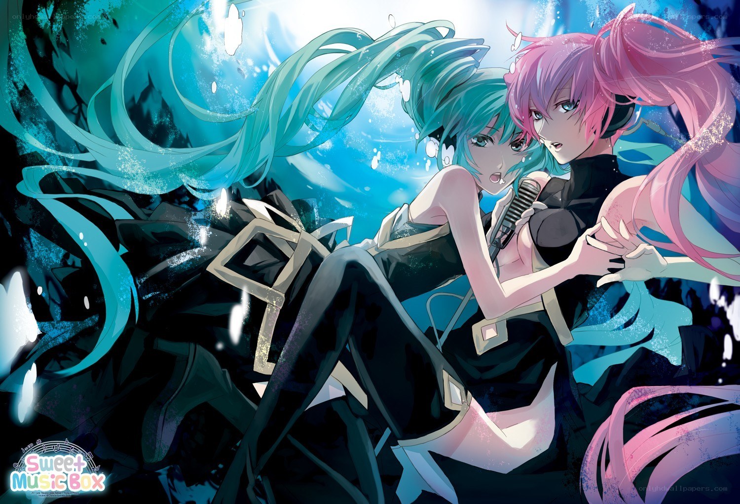 Miku and Rin singing underwater