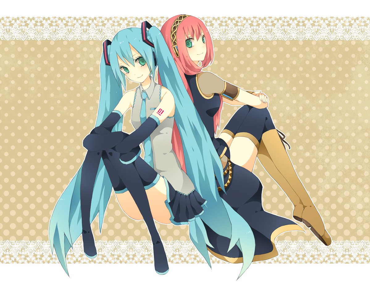 Miku and Rin sitting together
