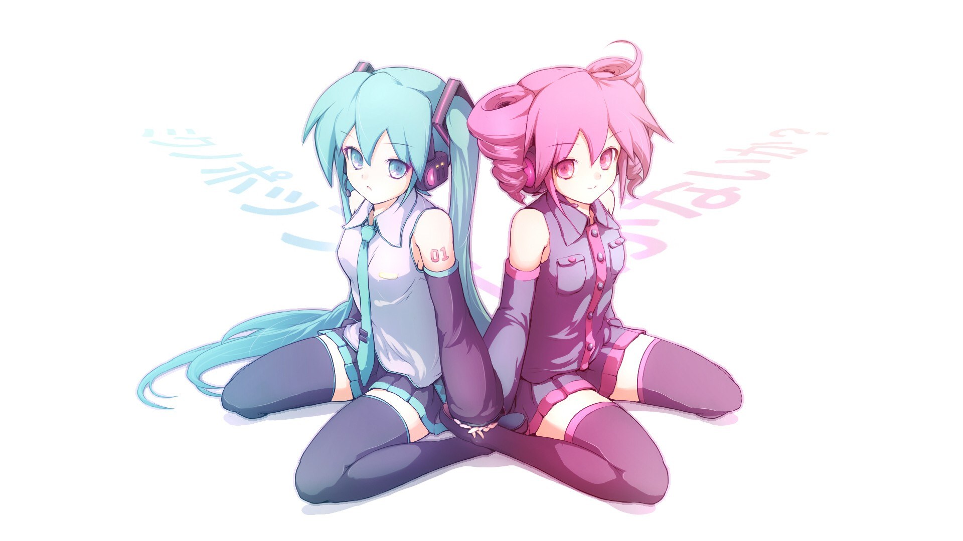 Miku and Rin sitting together