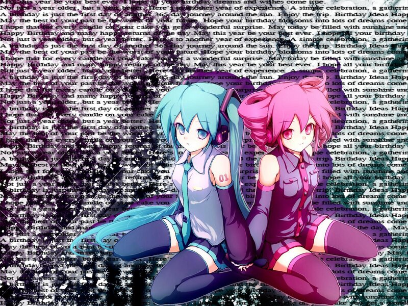 Miku and Rin sitting together