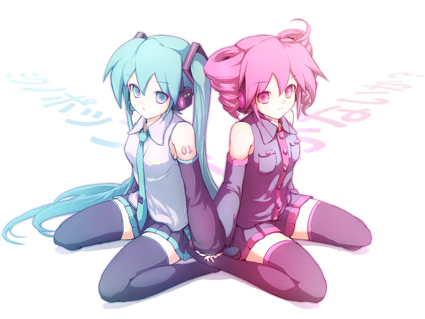 Miku and Rin sitting together