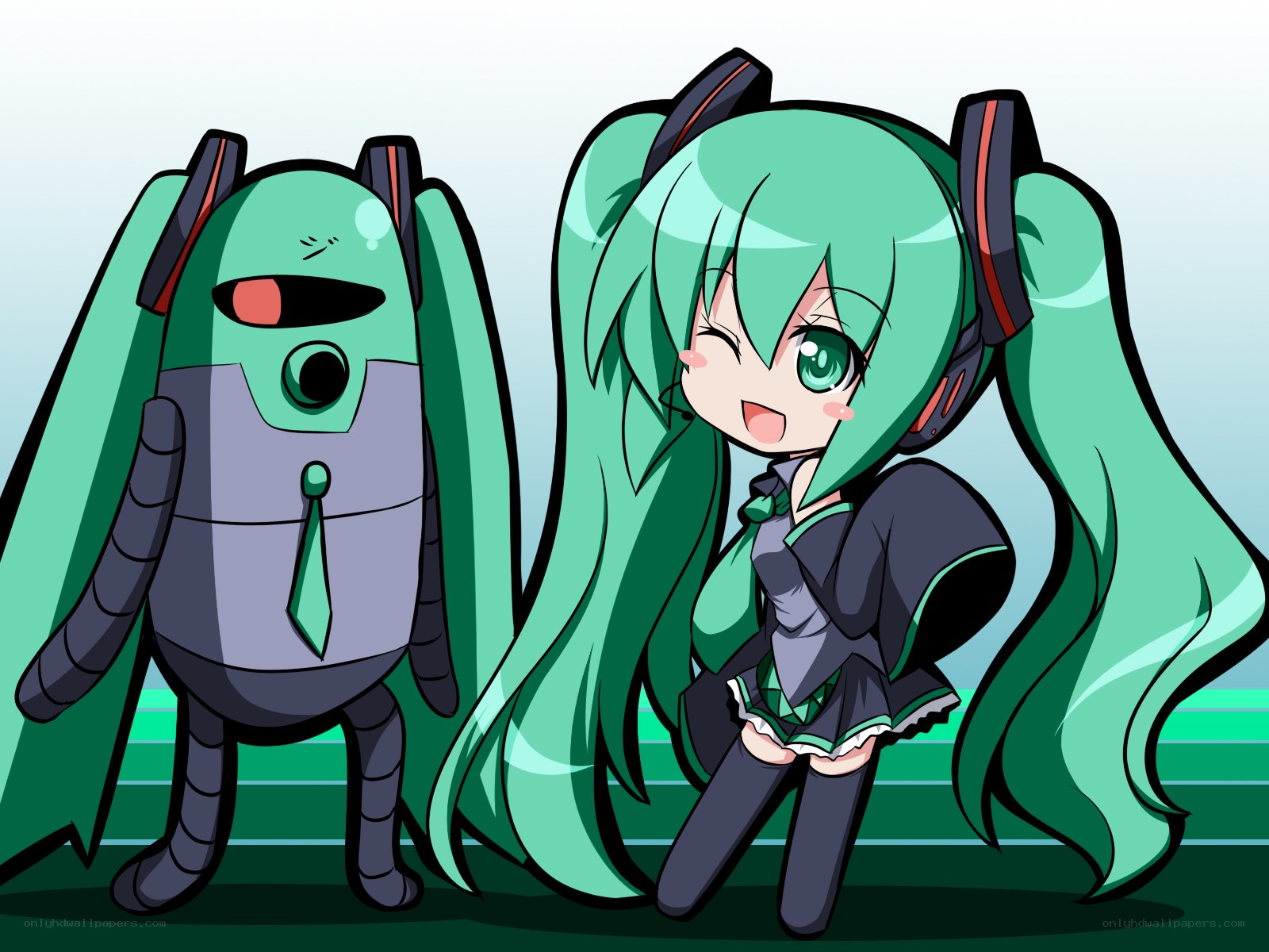 Miku and robot companion
