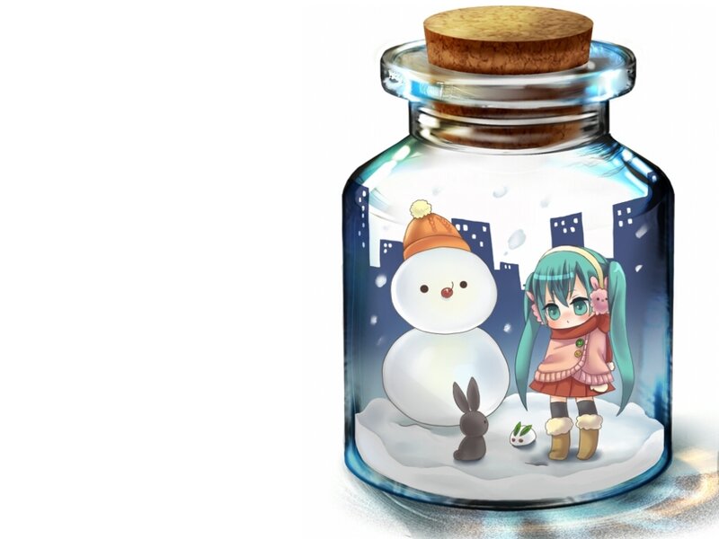 Miku and Snowman in Jar