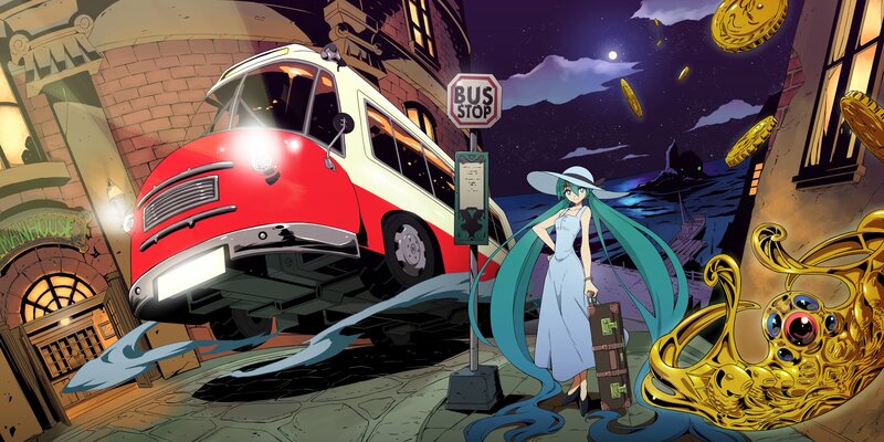 Miku at a bus stop