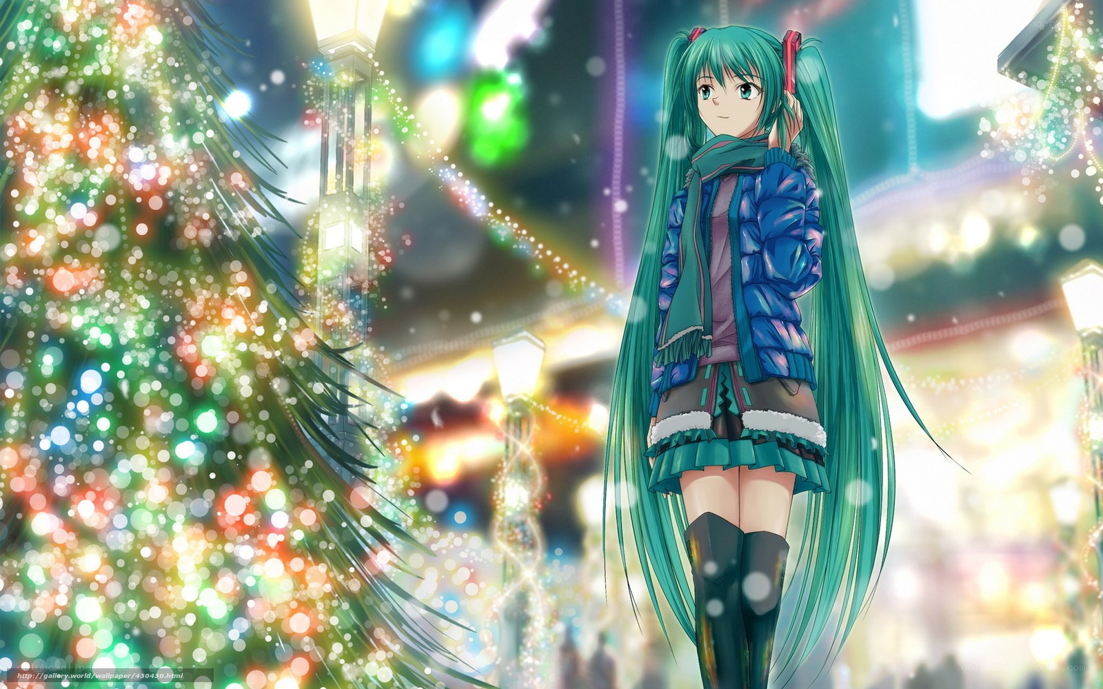 Miku at a Christmas tree