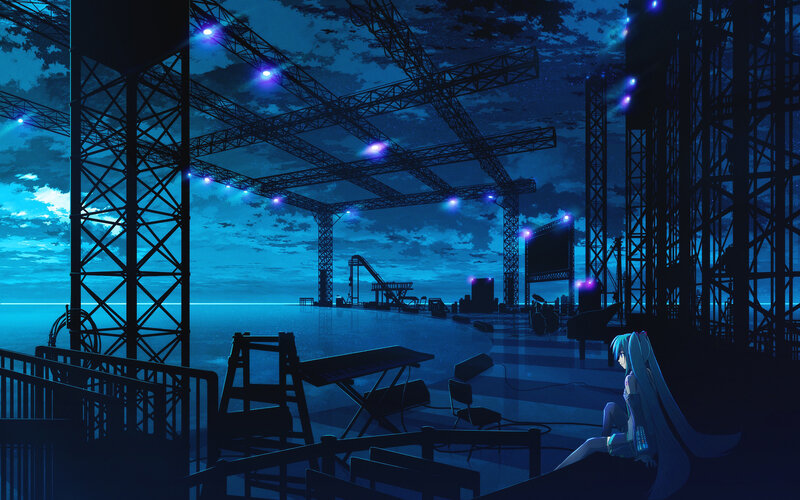 Miku at a deserted concert venue