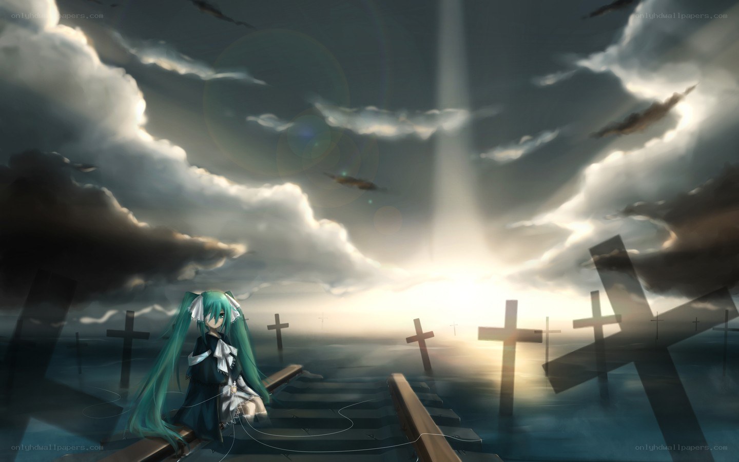 Miku at a graveyard