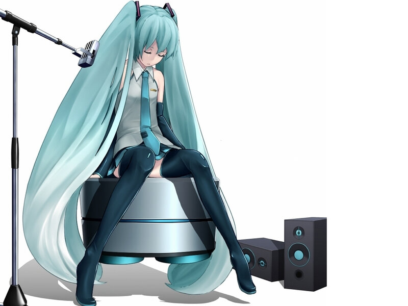 Miku at a microphone