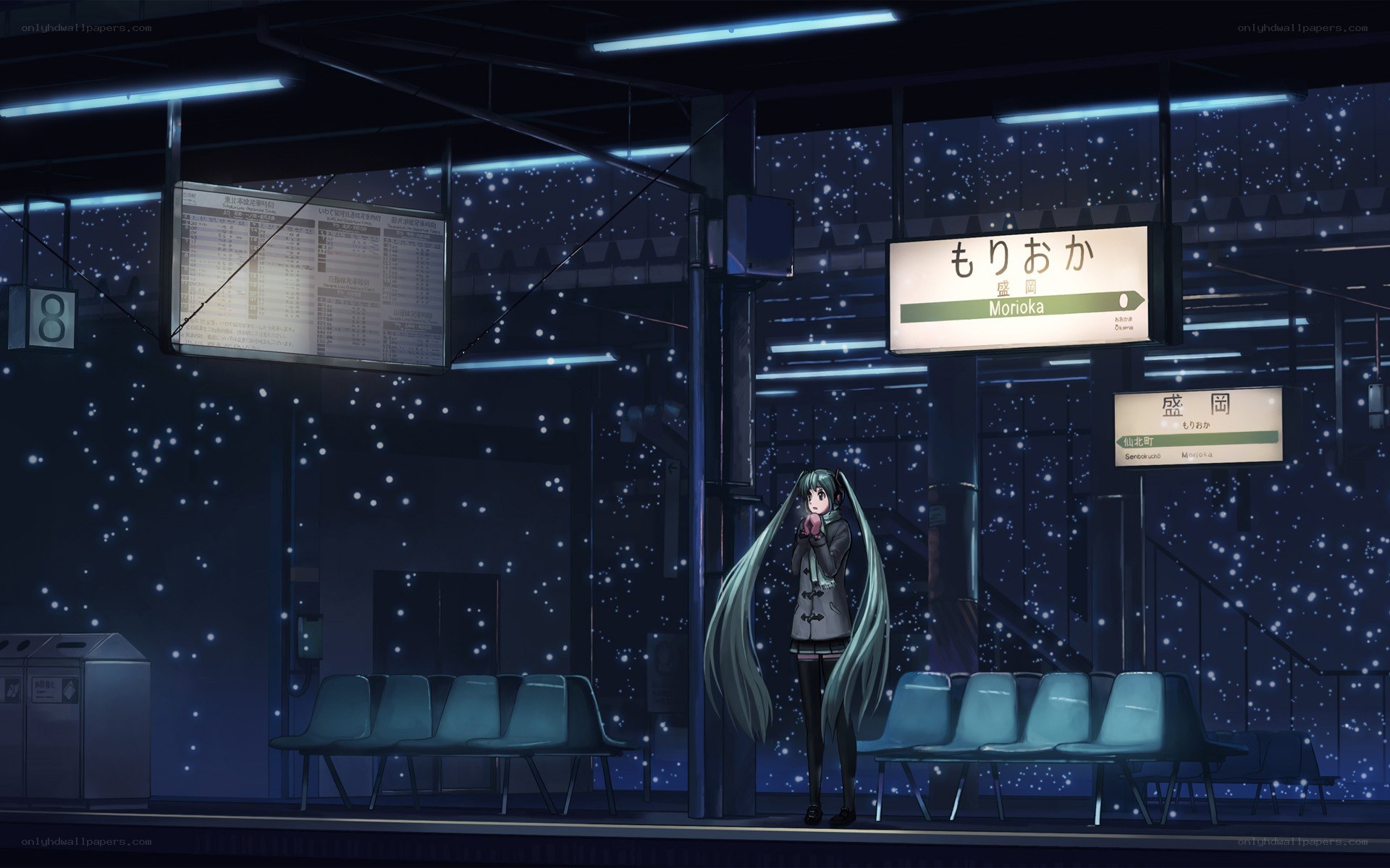 Miku at a train station