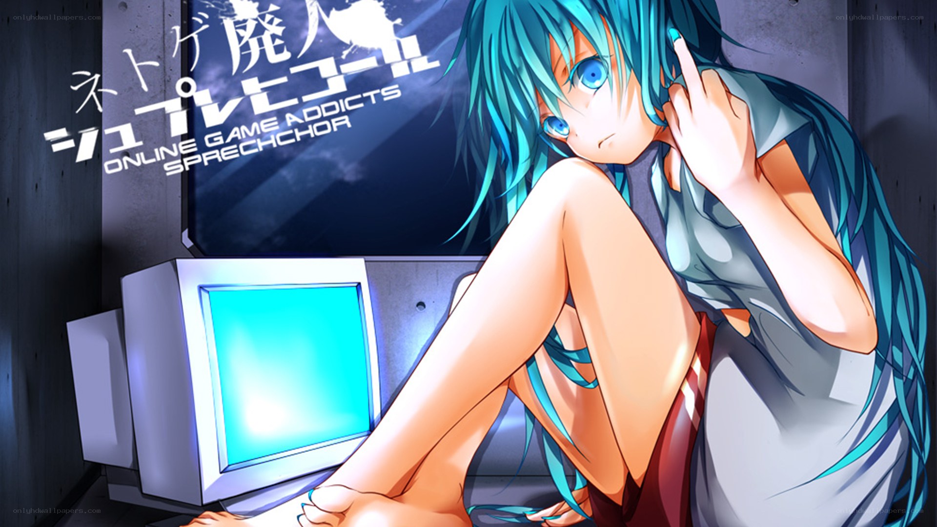 Miku at computer terminal