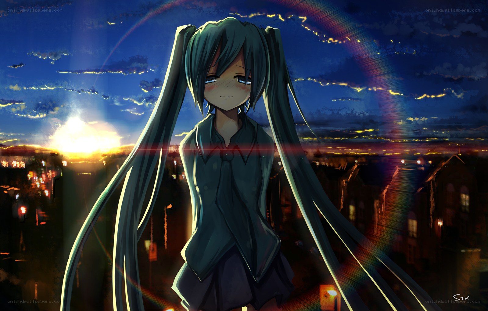 Miku at sunset city