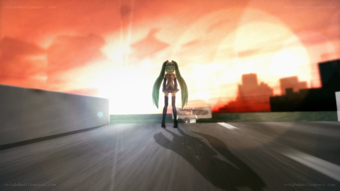 Miku at sunset on a rooftop