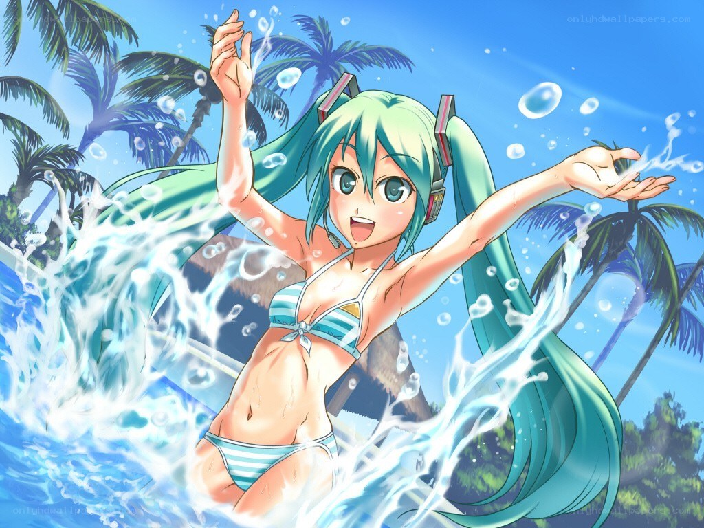 Miku at the beach in a bikini