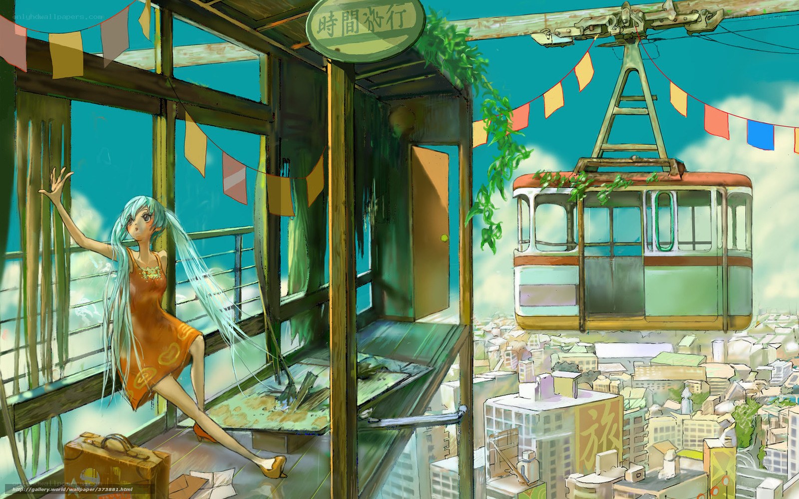 Miku at the cable car station