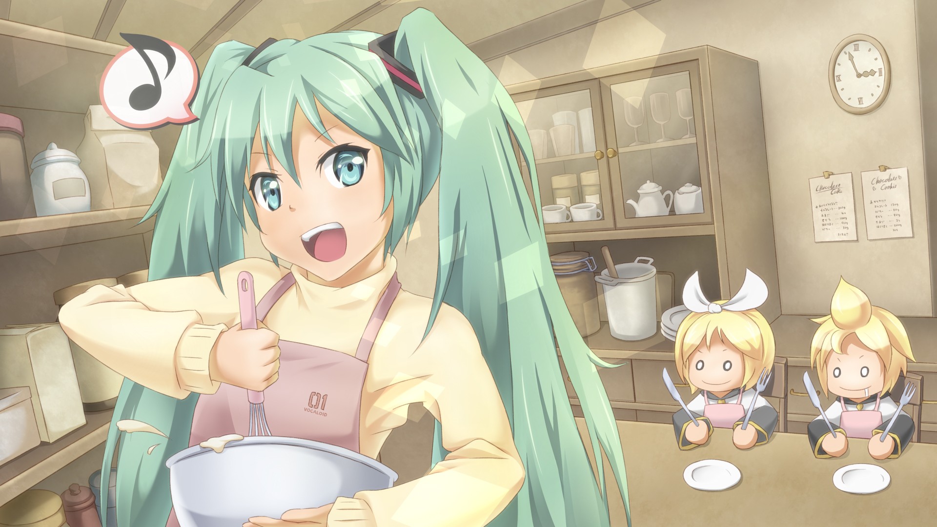 Miku baking with friends