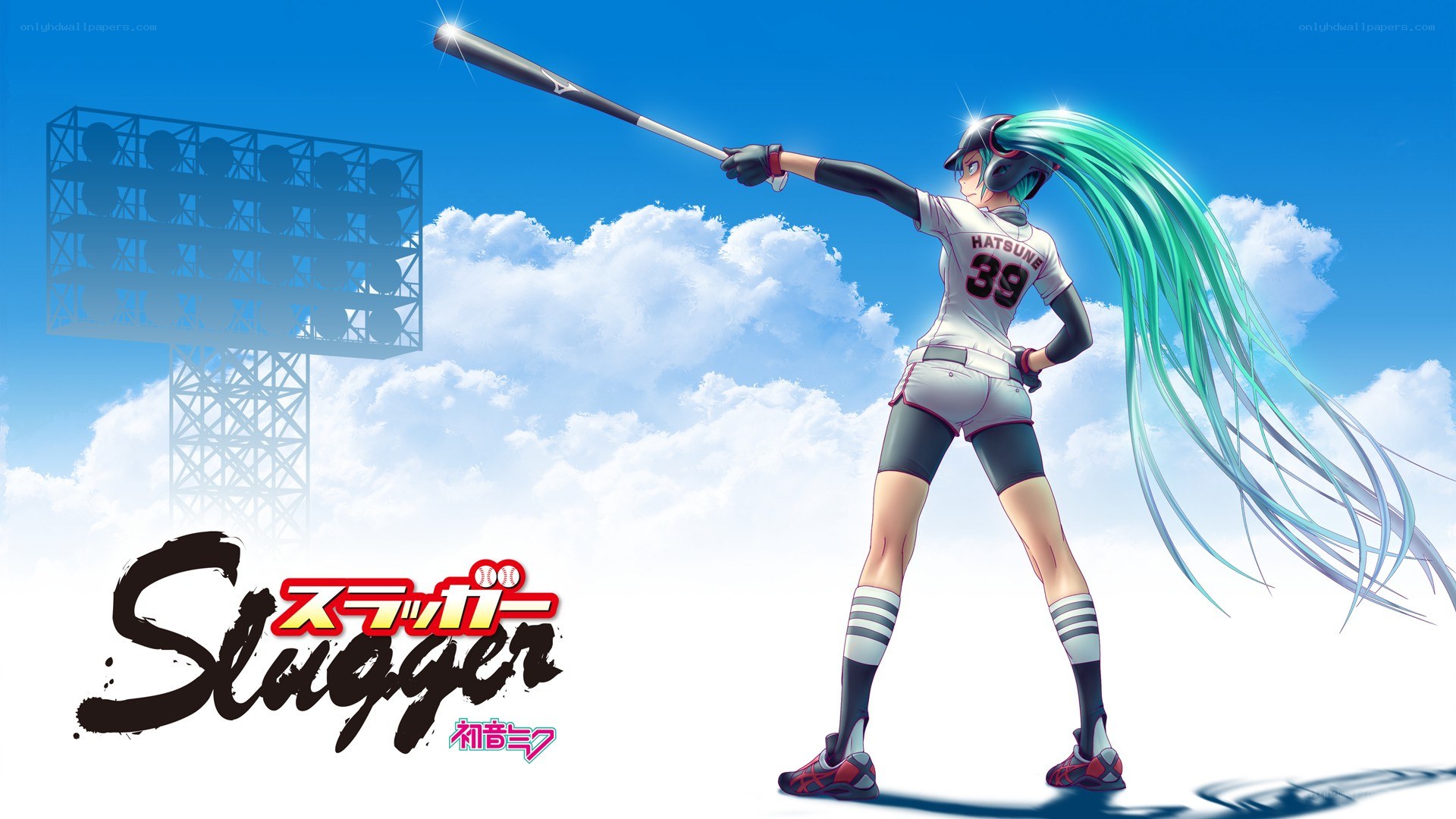 Miku batting in a stadium