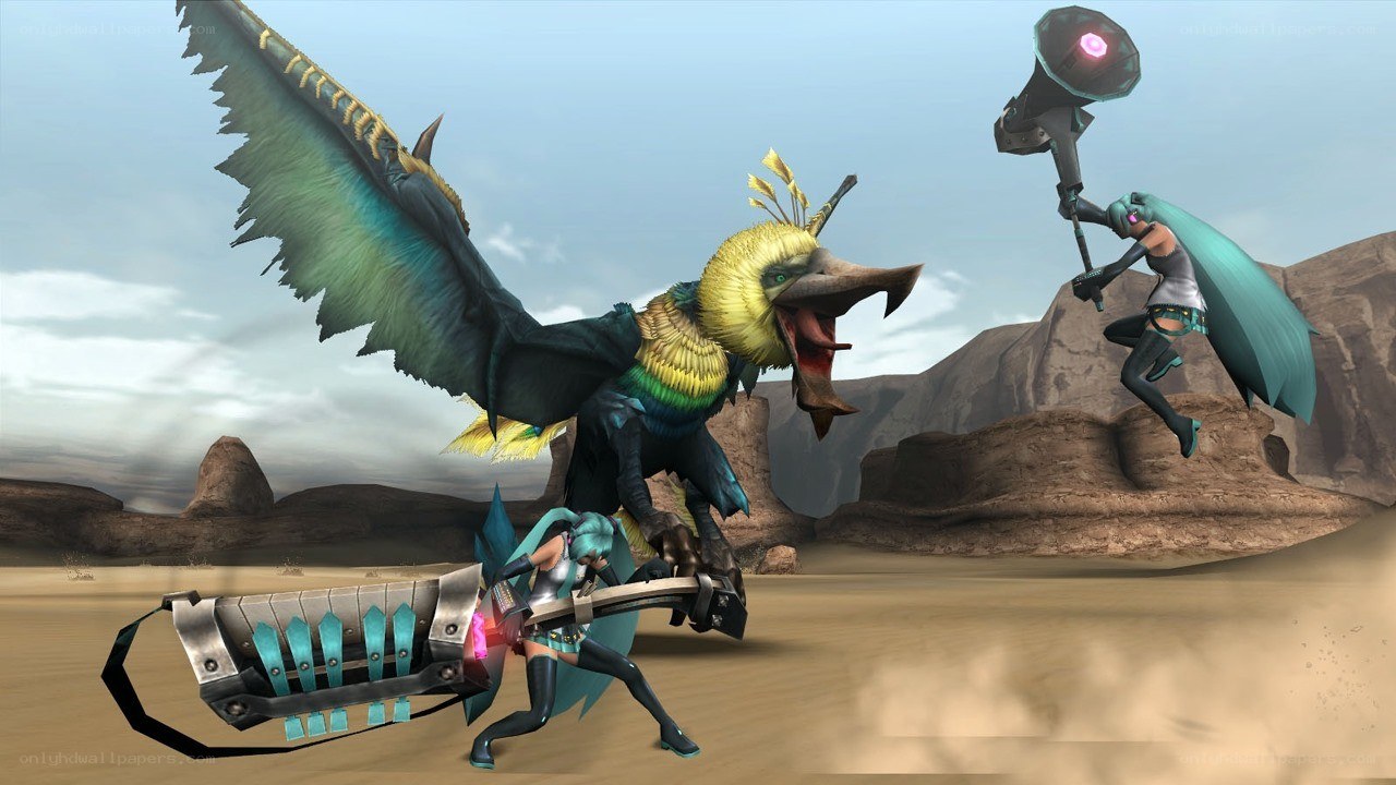 Miku battles bird monster