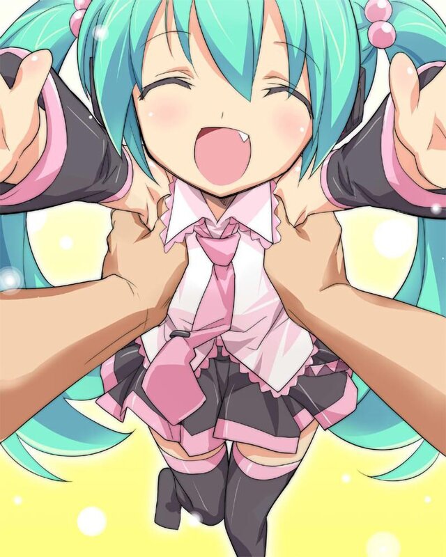 Miku being lifted joyfully