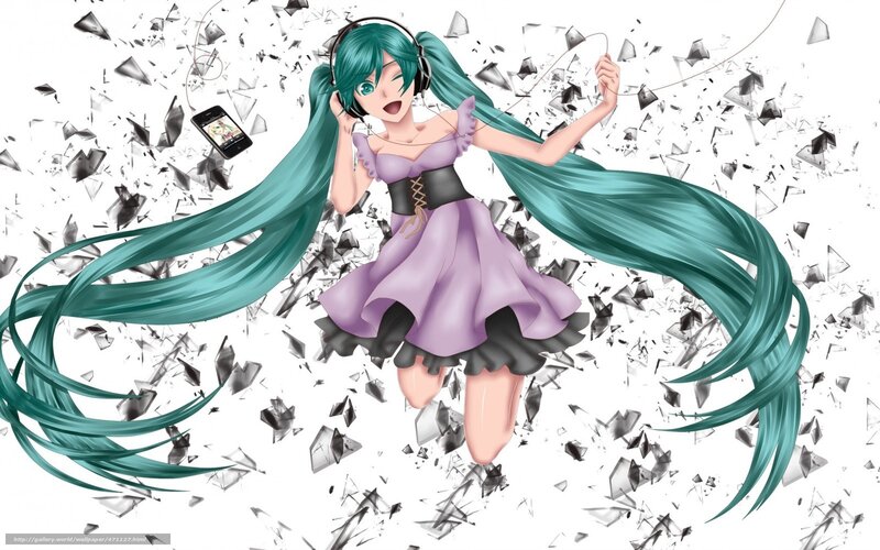 Miku breaking glass with music