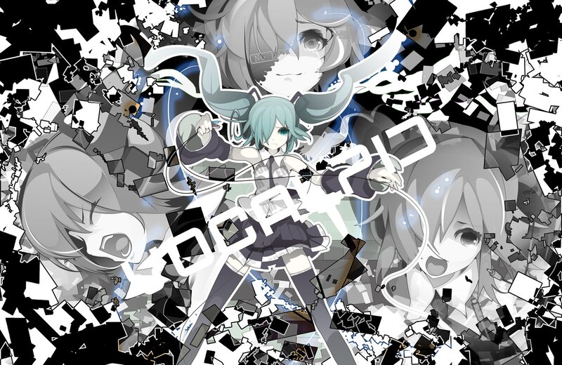 Miku breaking through glass