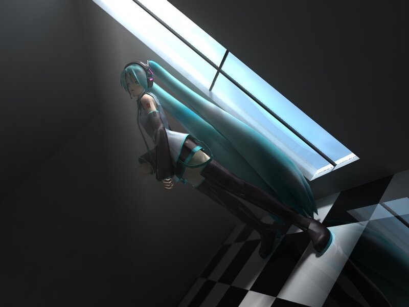 Miku by a window
