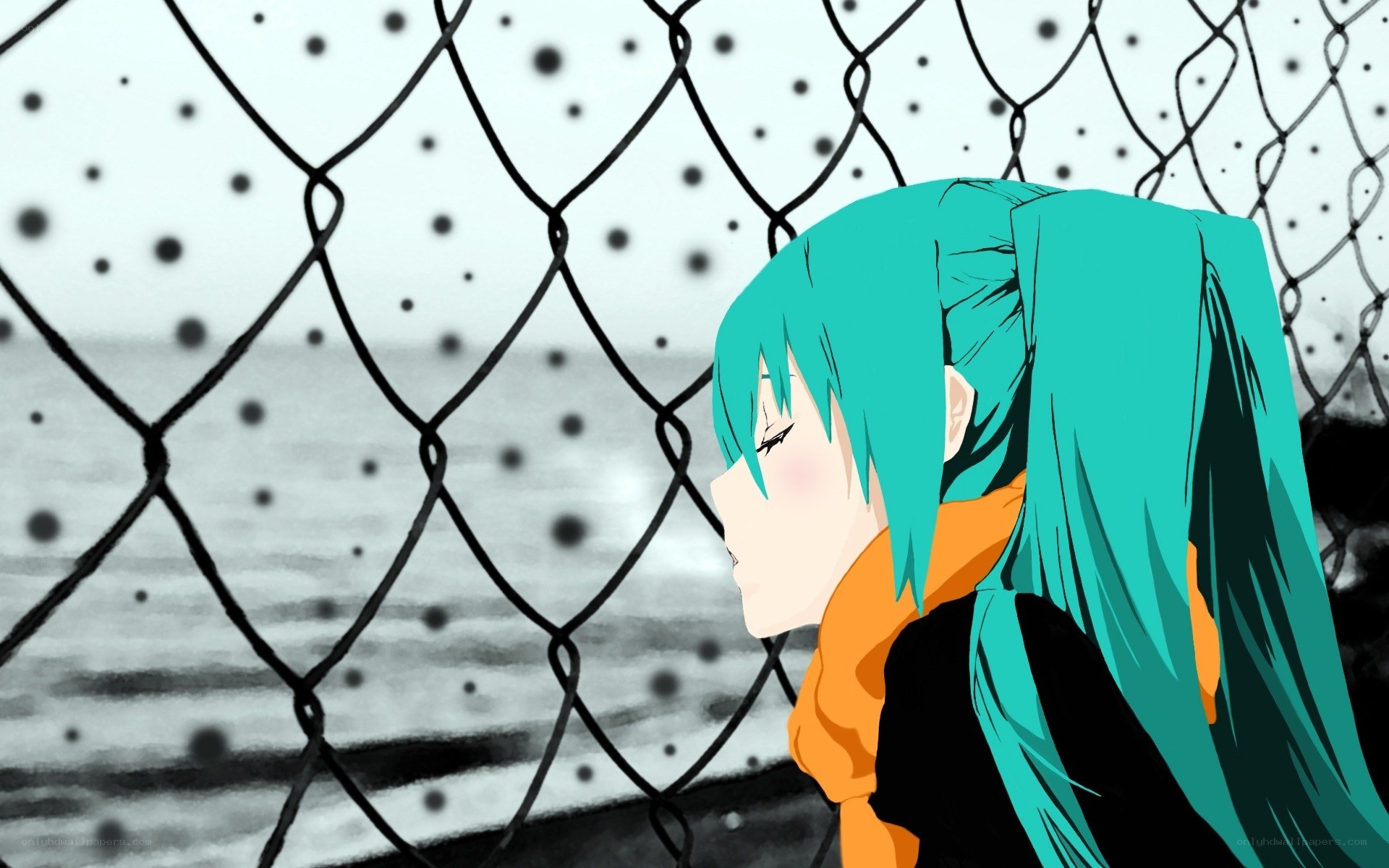 Miku by the fence
