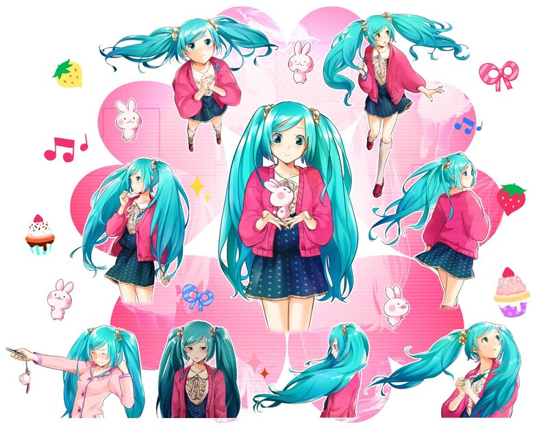 Miku character collage