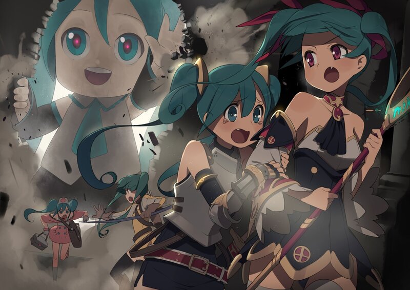 Miku characters in action