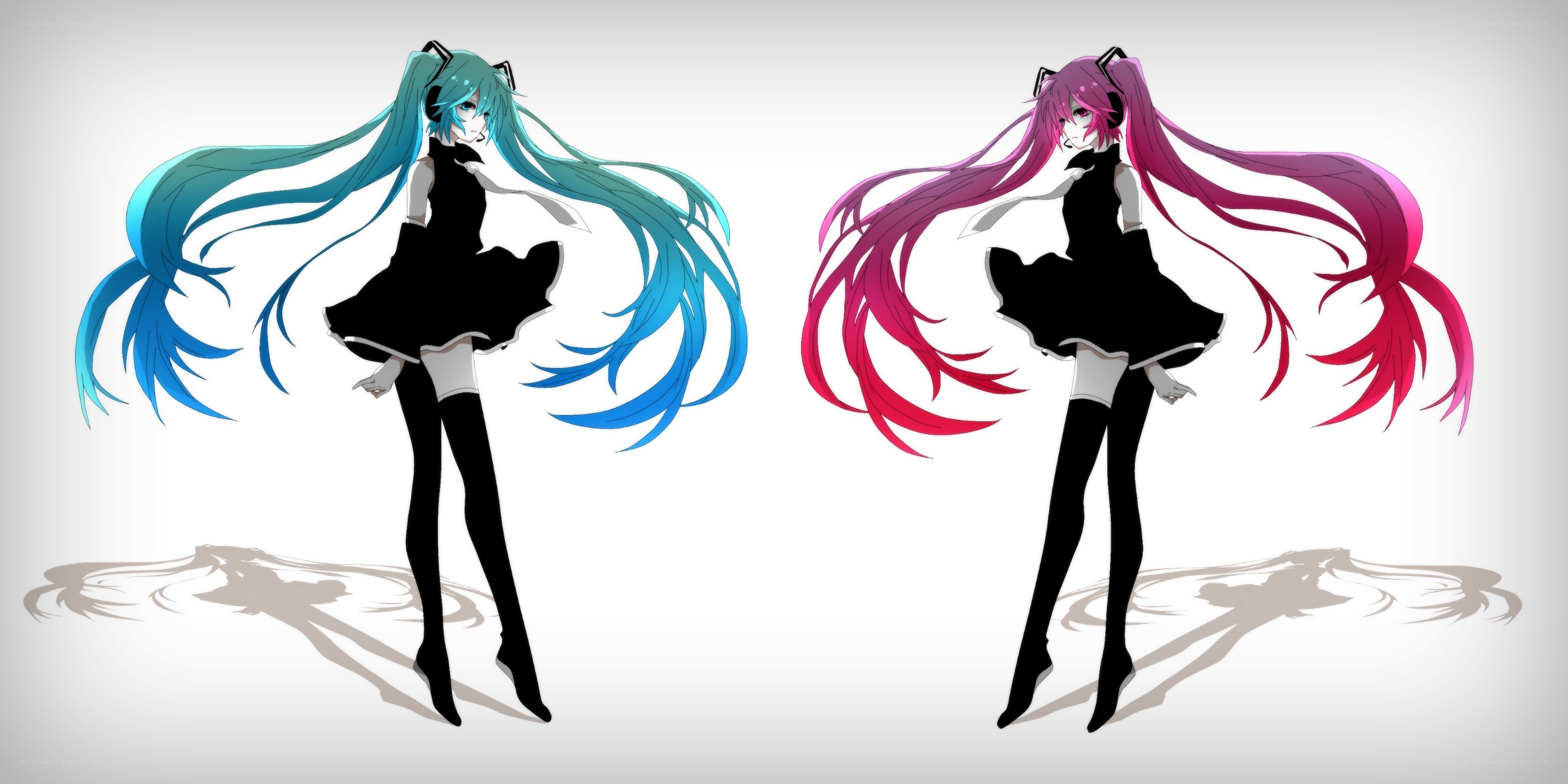 Miku characters in black dresses
