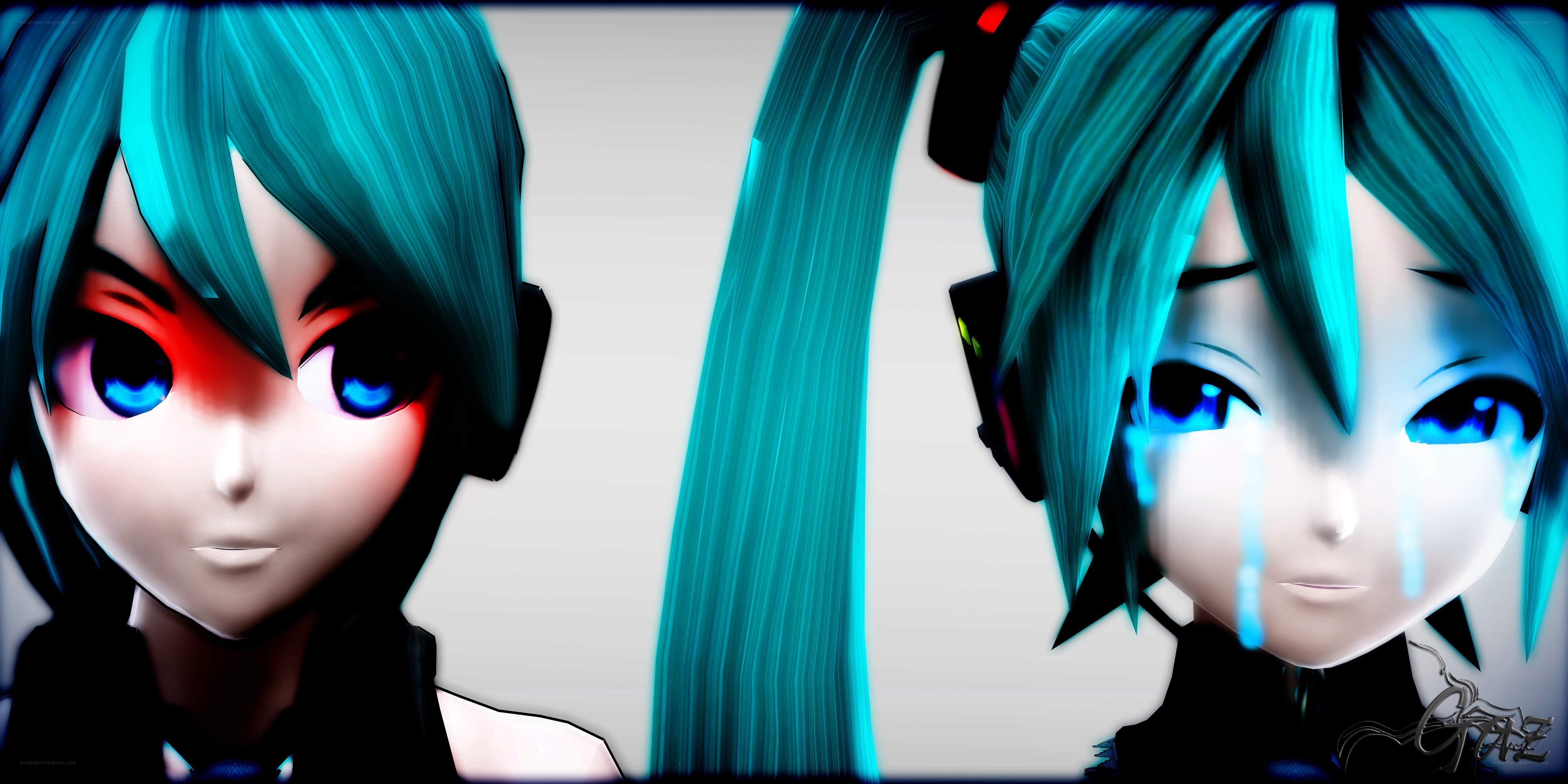 Miku crying digital art