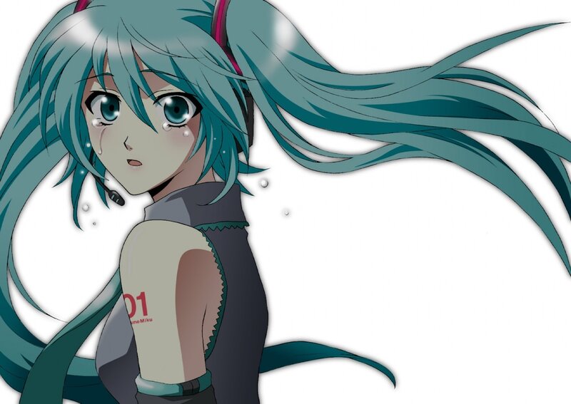 Miku crying with tears