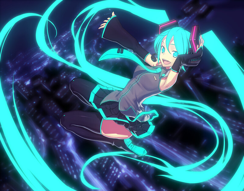 Miku dancing in a city