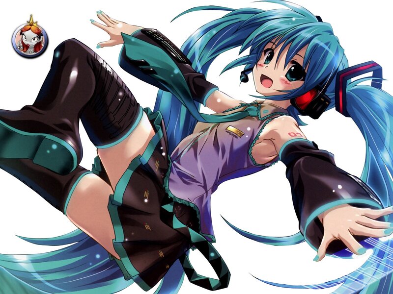 Miku dancing in a dynamic pose