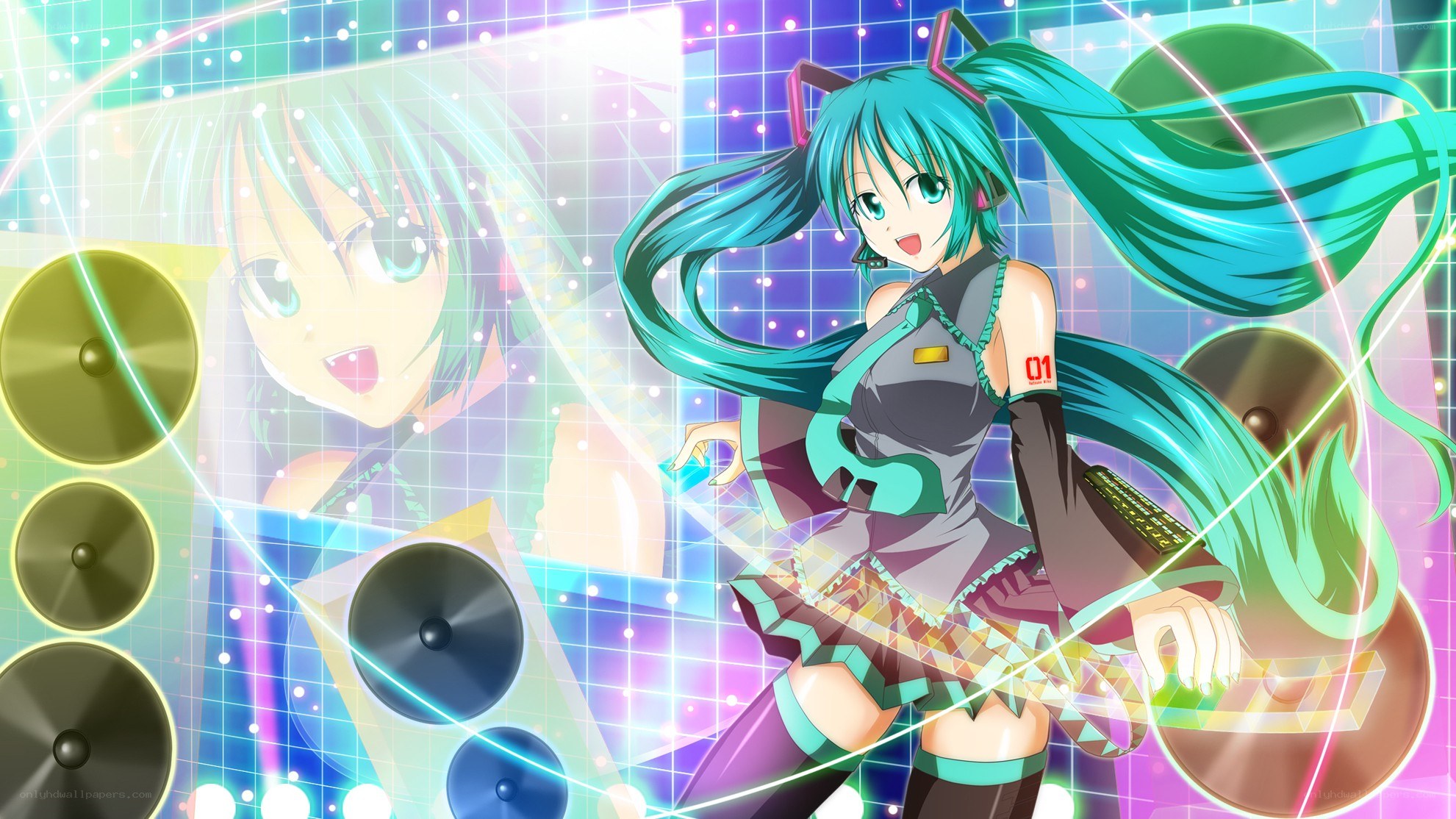 Miku dancing in a music scene