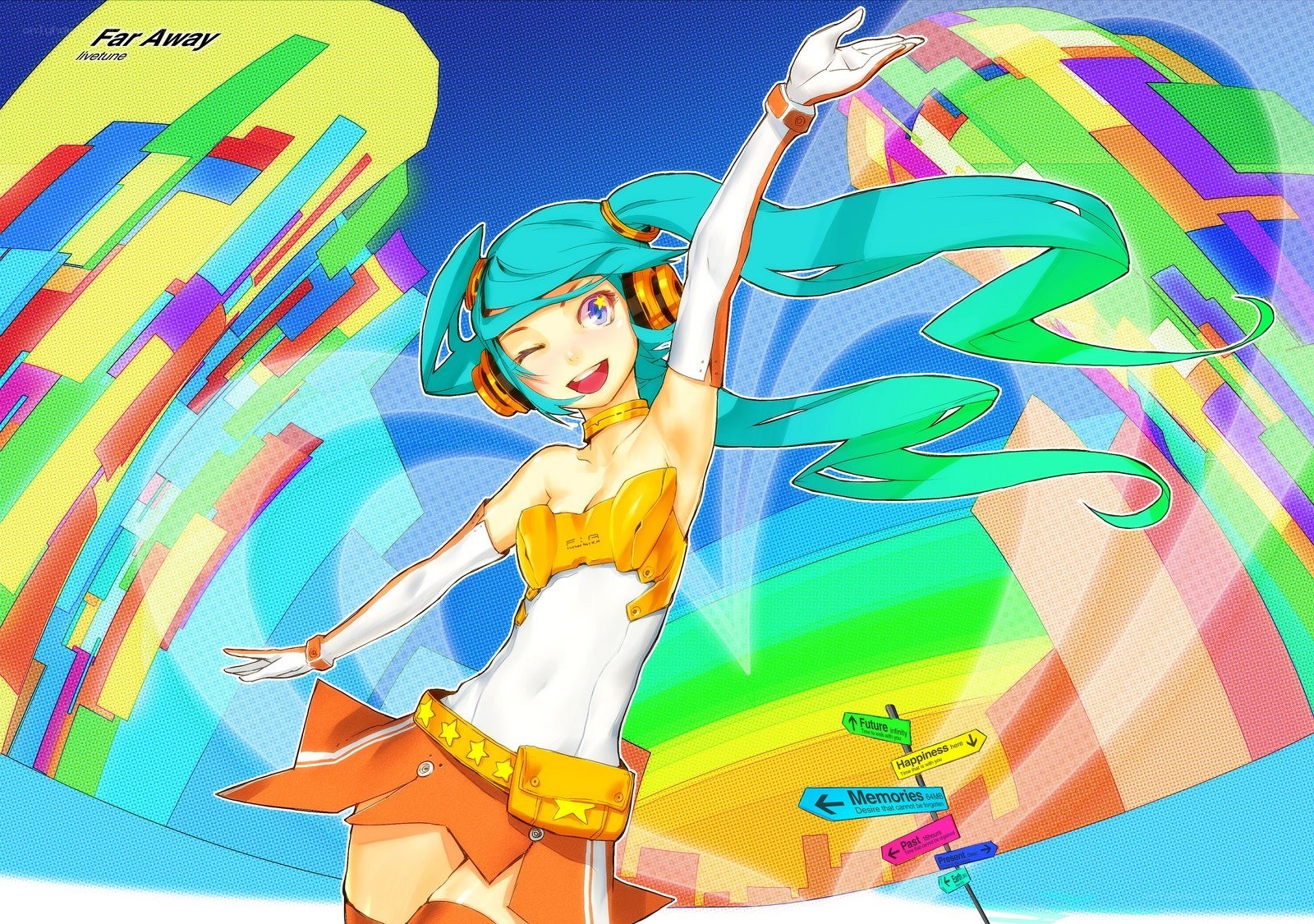 Miku dancing in colorful world