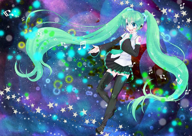 Miku dancing in space