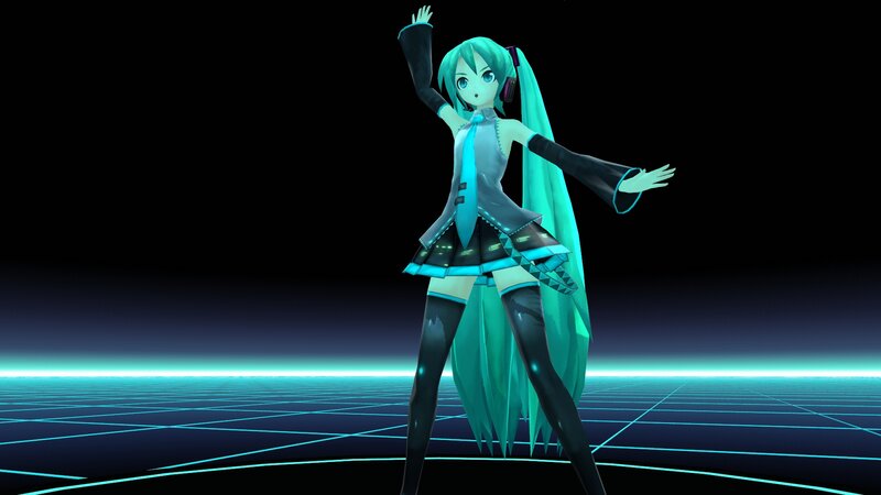 Miku dancing on a grid