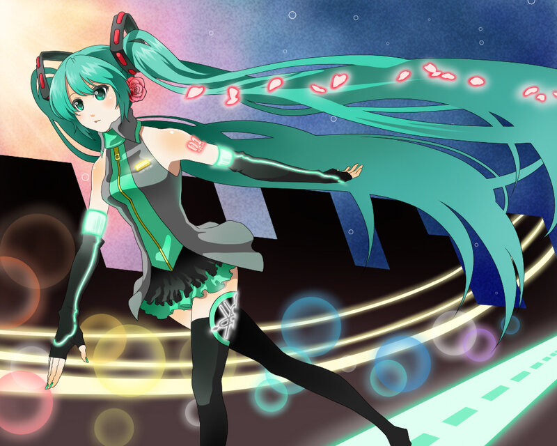 Miku dancing on a stage