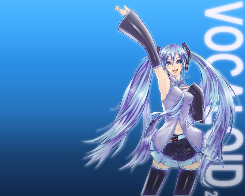 Miku dancing on blue background