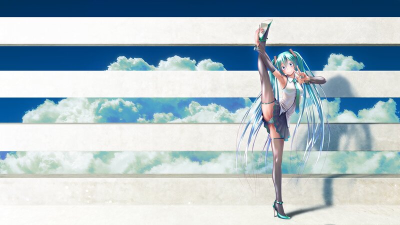 Miku dancing on stairs