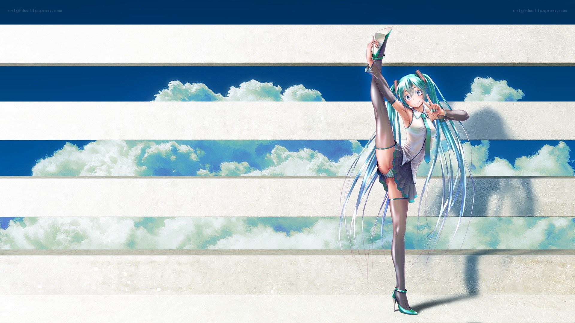 Miku dancing on stairs