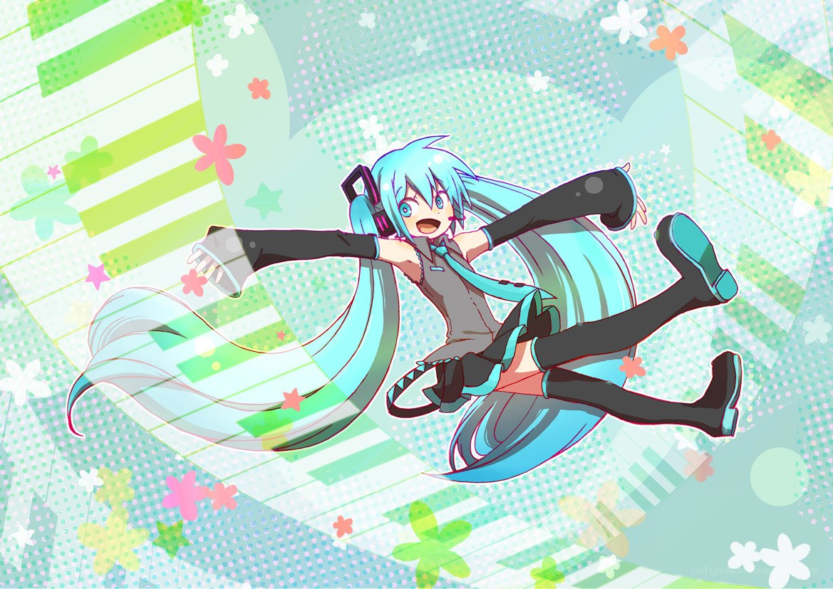 Miku dancing with headphones