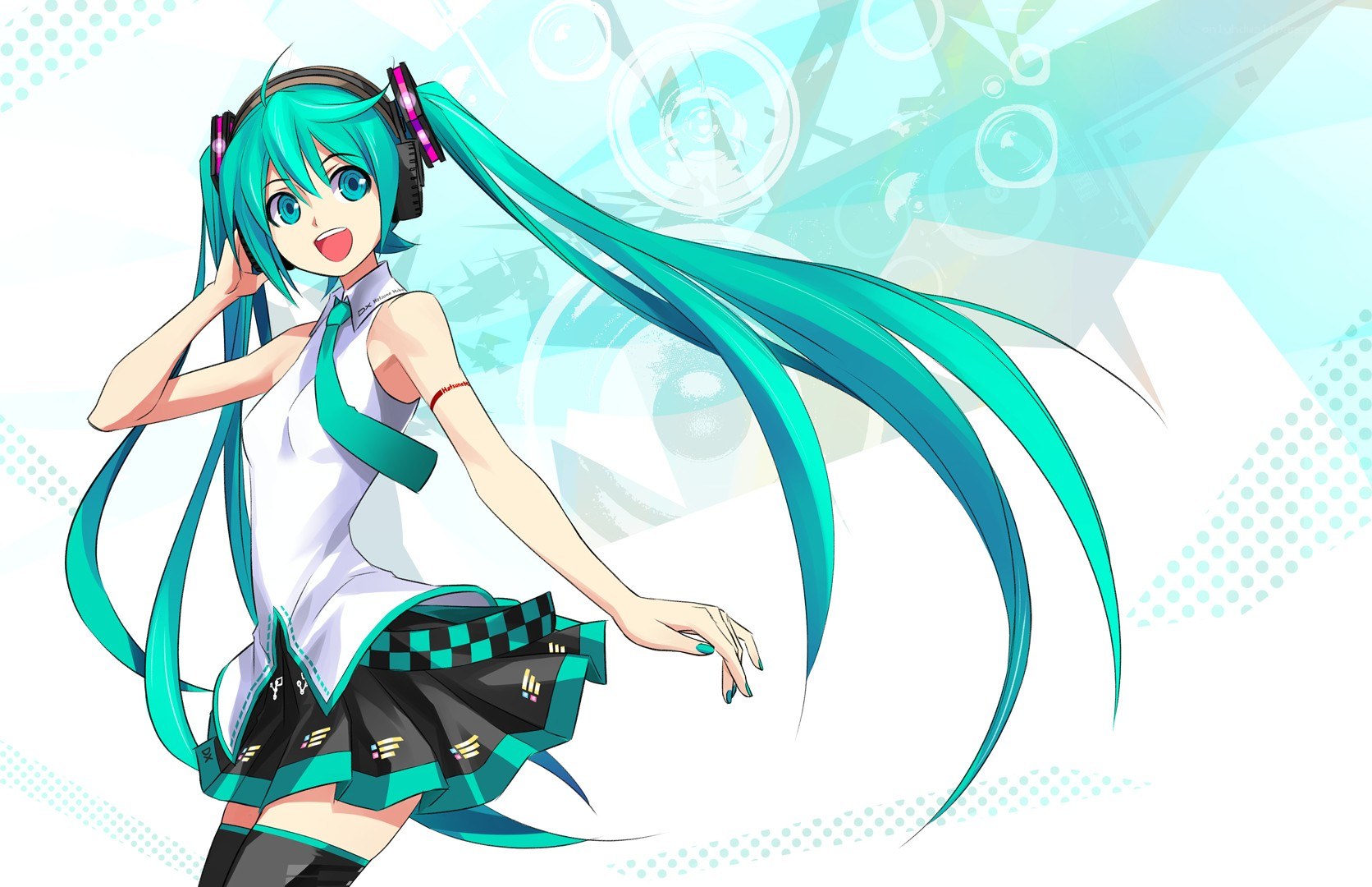 Miku dancing with headphones