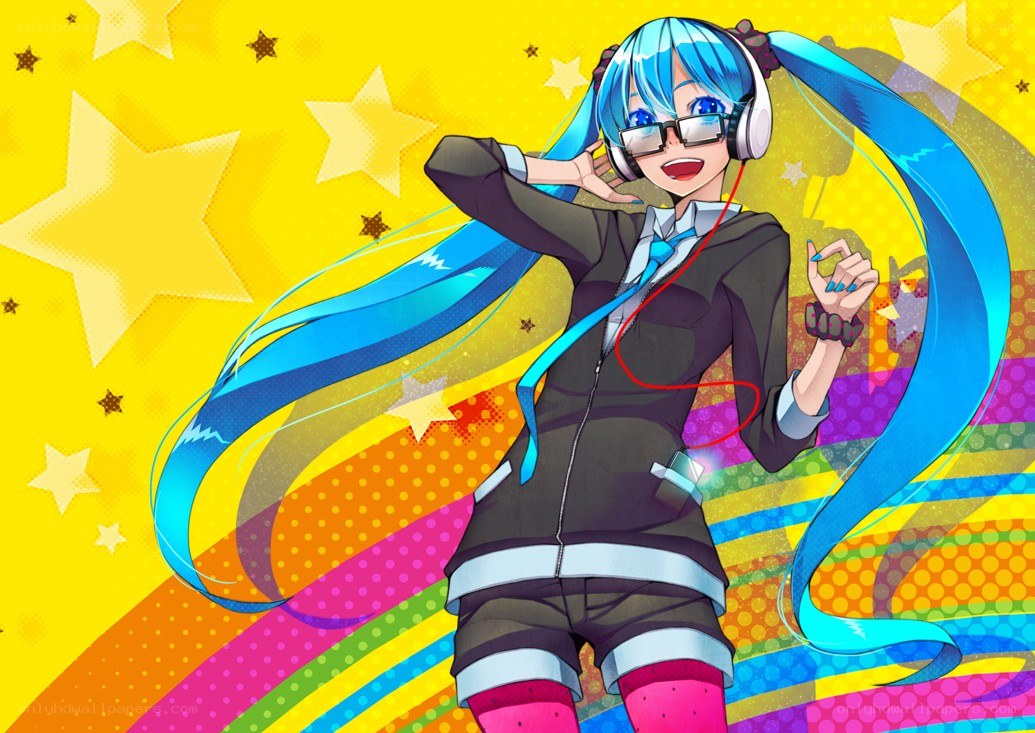 Miku dancing with headphones