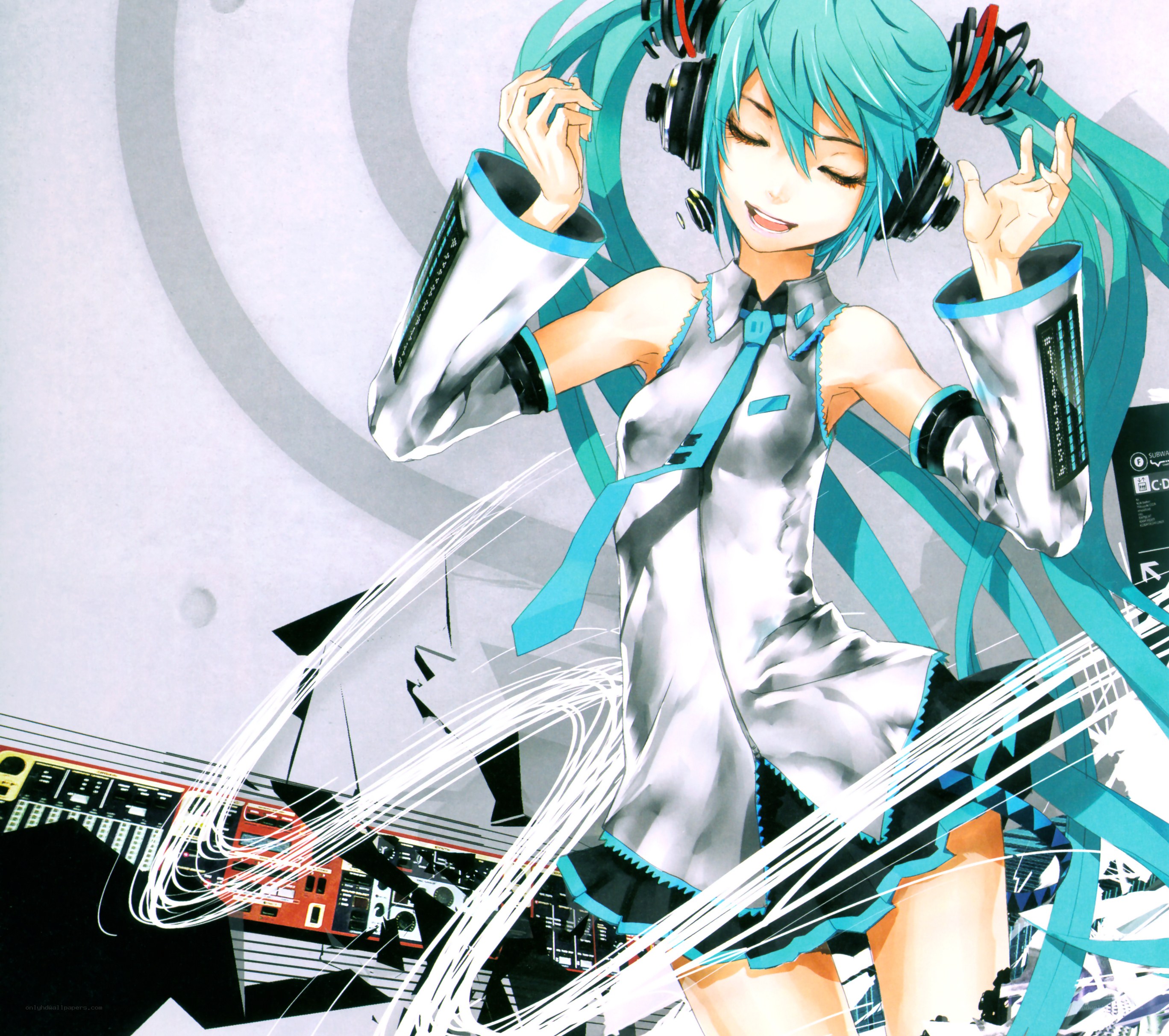 Miku dancing with headphones