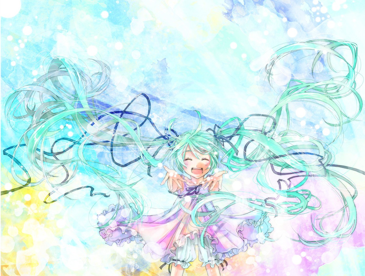 Miku dancing with long hair