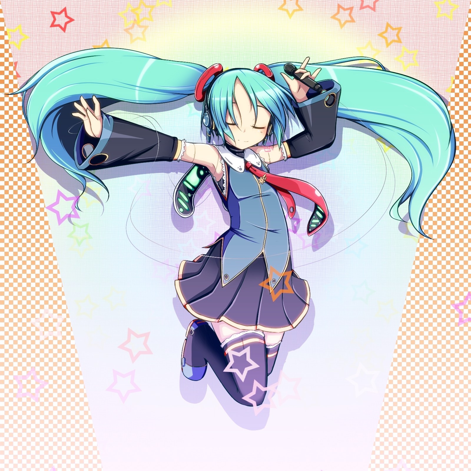 Miku dancing with microphone