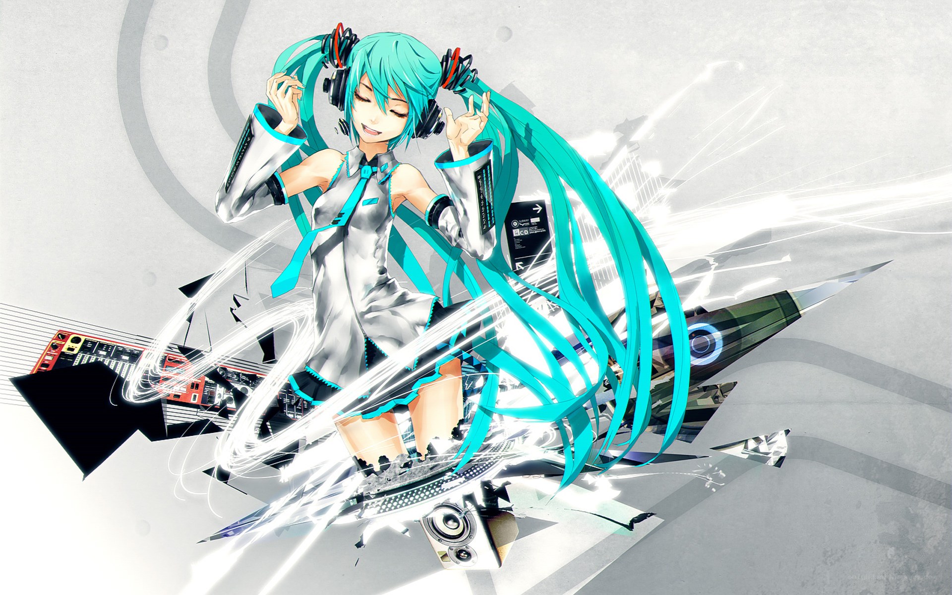 Miku dancing with music gear
